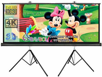 Savsol Double Tripod Stand Projector Screen (10 Ft. (W) x 8 Ft. (H) - 150" Inch) Diagonal View in 4:3 Ratio Aspect, Ultra HD, 4K Technology, Active 3D, 1080P Projector Screen (Width 304 cm x 243 cm Height)