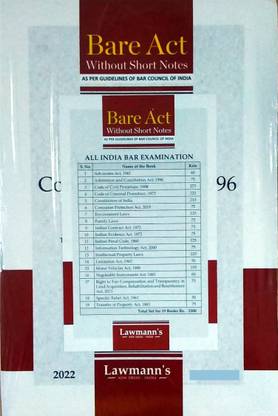 BARE ACTS WITHOUT NOTES AND COMMENTS As Per Guidellines Of The Bar Counsel Of India