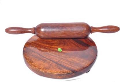 CraftOnline wooden rooling chakla belan Rolling Pin & Board