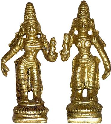 Sudrik Brass Riddhi Siddhi Devi Idol for Ganesh ji for Home Collectible Handicraft Art - (2.75 x 0.8 x 2.6 Inches) Decorative Showpiece  -  6.35 cm