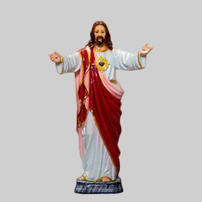 Catholic Statue World Sacred Heart of Jesus Open hands Fiber Glass Statue | 15 Inch Decorative Showpiece  -  45 cm