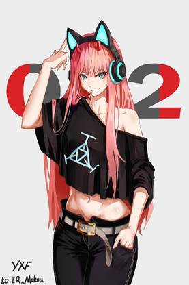 Smoky Design white background simple background zero two darling in the franxx animal ears wallpaper