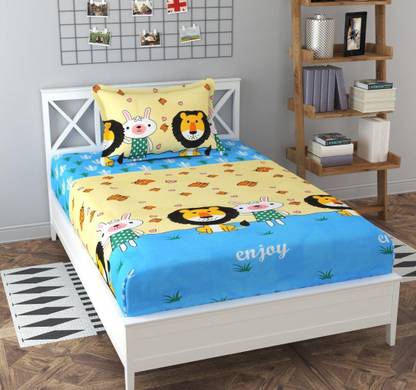THE GRACE 210 TC Microfiber Single 3D Printed Flat Bedsheet
