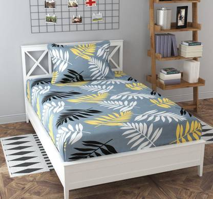 THE GRACE 210 TC Polycotton Single Printed Flat Bedsheet
