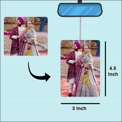 Friendskart Personalized/Customized Photo Printed Car Hanging – 2 Side Car Single Pocket
