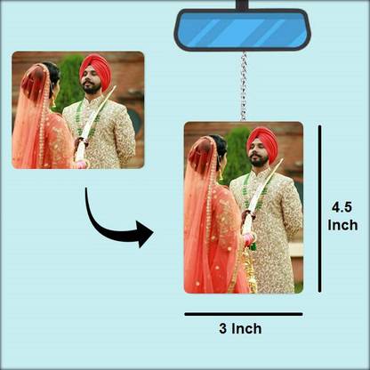 Friendskart Personalized/Customized Photo Printed Car Hanging – 2 Side KU8 Car Single Pocket