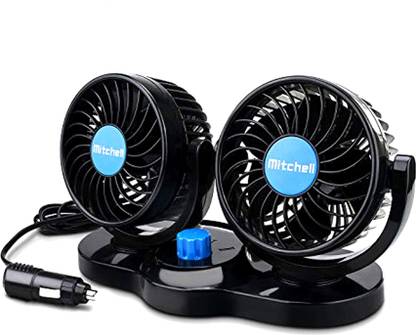 SellRider 360 Degree Cooling Air Fan 100% Copper motor Car Fan 12V DC Dual Head 2 Speed Quiet Strong Dashboard Auto High Cooling Air Fan (Universal Fit For All Cars) Car Interior Fan