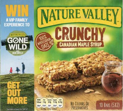 General Mills NATURE VALLEY CRUNCHY CANADIAN MAPLE SYRUP 5 X IMPORTED CEREAL BARS MADE IN UK 210G Box