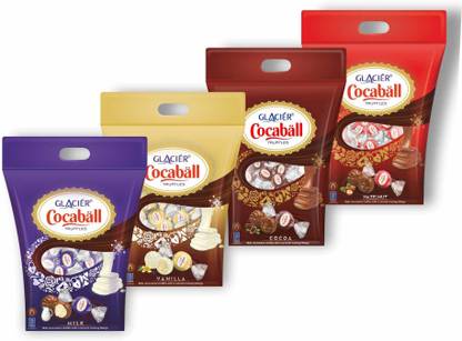 Glacier Combo of Cocaball Truffles | Milk Chocolate Truffles with Smooth Melting Feelings | Milk, Vanilla, Hazelnut and Cocoa Pack of 4 Flavours Truffles
