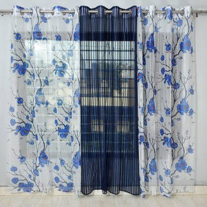 Pala Trading 213 cm (7 ft) Polyester, Net, Tissue Semi Transparent Door Curtain (Pack Of 3)