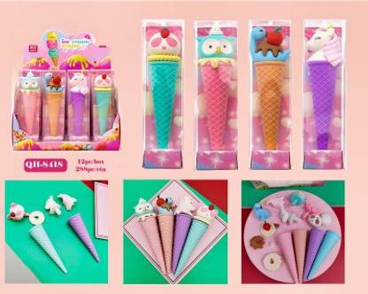 WHITE POPCORN Ice-Cream erasers PACK OF 1 COLOR MAY VARY Non-Toxic Eraser