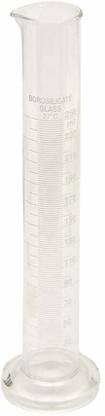 BOMBEY SCIENTIFIC Borosilicat Glass Round Base Measuring Cylinder, Test jar - Capacity 250ML-(PACK OF 1) Borosilicate Glass Graduated Cylinder