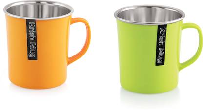 Nabhya Combo Of 2 PC Of 270M LInner Steel Plastic Cups for Coffee Tea Cocoa Campings with Handle, Portable & Easy Clean Stainless Steel, Plastic Coffee Mug