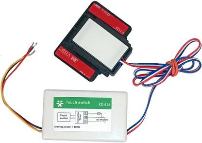 SiSAH Plastic 170-250V Mirror Touch LED Light On/Off Switch with Blue and Red Indicator, Black Smart Switch