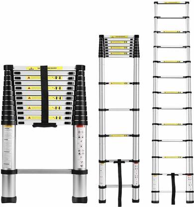 Bestor Aluminum Telescoping Ladder A-Frame Aluminum Extension Ladder Lightweight Portable Multi-Purpose use folding Ladder Home Use Foldable with Anti-Slip Steps (330 lbs Load Capacity) Aluminium Ladder Aluminium Ladder