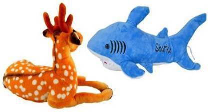 Nihan Enterprises Combo of very Stylish Plush and Adorable Shark And Dear Combo Of 2 For Kids, Gift & Decoration (Teddy Bear) - 30 cm  - 30 cm