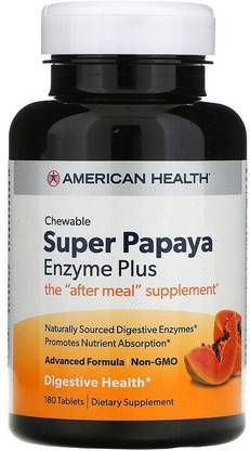 American Health Super Papaya Enzyme Plus, 180 Chewable Tablets