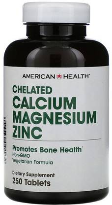 American Health Chelated Calcium Magnesium Zinc, 250 Tablets