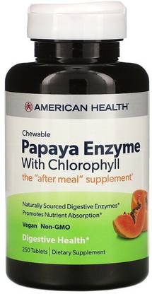 American Health Papaya Enzyme with Chlorophyll, 250 Chewable Tablets