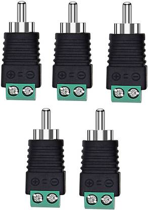 TAAPSEE 5 PIECES RCA to AV Screw Terminal Connector, RCA Cable Audio Adapter, Phono RCA Male Plug screw type solderless wire connector Converter Audio/Video Speaker Wire Adapter RCA Male Screw Terminal Wire Connector