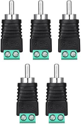TAAPSEE 5 Pieces RCA Plugs for Speaker Wire, Phono RCA Male Plug Solder less Converter Audio/Video Speaker Wire Connectors Solderless Adapter RCA to AV Screw Terminal Connector Wire Connector