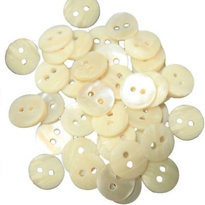Prabhati ji Round Cream Color Two Hole Mother of Pearl Buttons (Pack of 100) Mother of Pearl Buttons