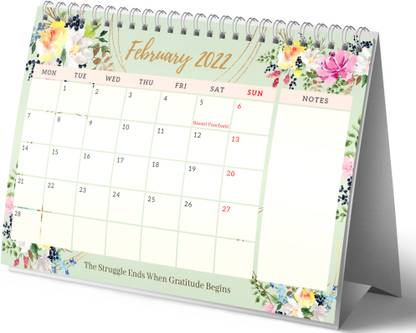 Lauret Blanc A4 Table Calendar 2022 Planner and Organizer- Standing Desk Calendar for Home and Office, Monthly Grid View, Notes Section 2022 Table Calendar