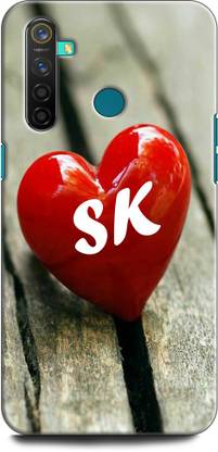 INDICRAFT Back Cover for Realme 5, RMX1911 S K, S LOVES K, NAME, LETTER, ALPHABET, SK LOVE, HART, BLUE