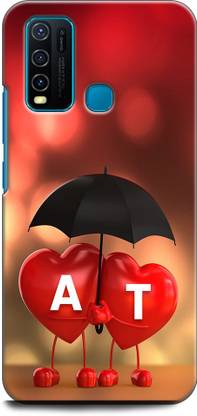 KEYCENT Back Cover for Vivo Y30, Vivo 1938 A T, A LOVES T, NAME, LETTER, ALPHABET, AT LOVE, HART, BLUE