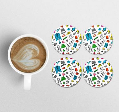 BUNNY GIFT Round Wood Coaster Set