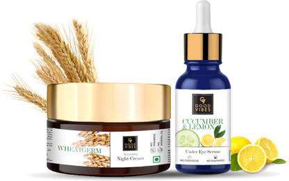 GOOD VIBES Night Care Essentials Kit (Wheatgerm Night Cream and Cucumber & Lemon Under Eye Serum )