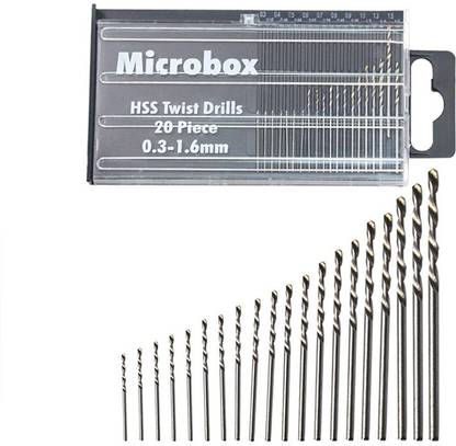 uptodateprouducts 20pcs/set 0.3-1.6mm Mini Drill Bit High Speed Steel Twist Drill Bit Set Micro HSS drill bit set with Case Woodworking Tool Mini Drill Bit