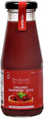frubert Organic Raspberry Juice,200 ml,Healthy,Natural,Fresh,High in Antioxidants,Immunity, Diabetic friendly,Not from Concentrate,No Added Sugar,No Preservatives,Vegan