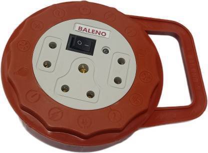 Om Traders Baleno 4.5 Meter Multipurpose Flex Box Extension Cord 3 Pin Socket With Button And LED Indicator Socket Extension Board, Colour May Vary 3 Socket Extension Boards (RED) BALANOI RED Three Pin Plug