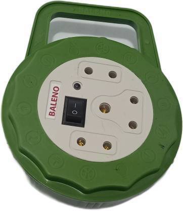 Om Traders Baleno 4.5 Meter Multipurpose Flex Box Extension Cord 3 Pin Socket With Button And LED Indicator Socket Extension Board, Colour May Vary 3 Socket Extension Boards (Green) 6 A Three Pin Socket