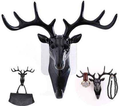 Mr Bhoot Deer Head Wall Hanging Hook Pack of 1,Self Adhesive Deer Head Wall Hanging Hook, Strong Adhesive Deer Head Key Holder for Home Decor Hook 1