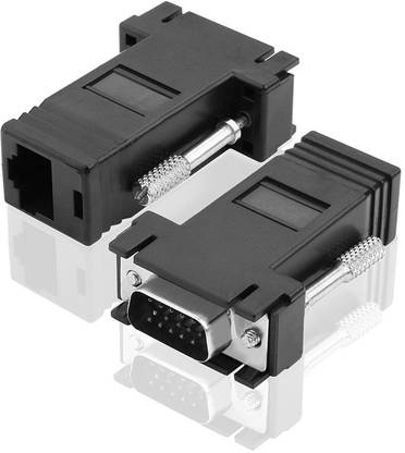 RuhZa VGA Extender to CAT5 CAT6 RJ45 Network Cable Adapter DB15 Male Port for Multimedia Video RJ45 Network Adapter Tower Server