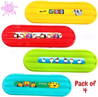 SmartKrafting Simple Plastic Pencil Box in Bulk For Kids Return Gift Colorful Art Plastic Pencil Boxes