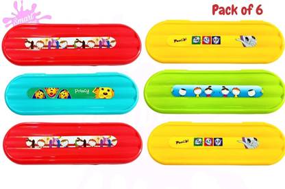 SmartKrafting Kids Compass Box Attractive Stationary Organizer Colorful Art Plastic Pencil Boxes