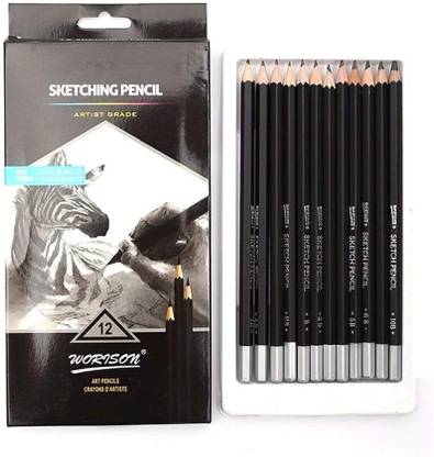 KNAFS 12 Drawing Pencils Set, Art Sketching Pencils 6H, 4H, 2H, HB, B 2B, 3B, 4B, 5B, 6B, 8B, 10B, Graphite Pencils for Adults & Kid Artists Pencil