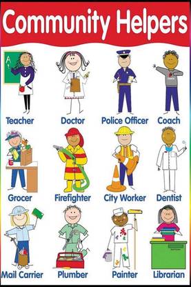 Learning Poster for Kids|Community Helpers|Kids Educational Poster For Wall|Unframed Poster For Play School, Kindergarten, Classroom|Wall Decor Item|High Resolution 300 GSM Poster Paper Print