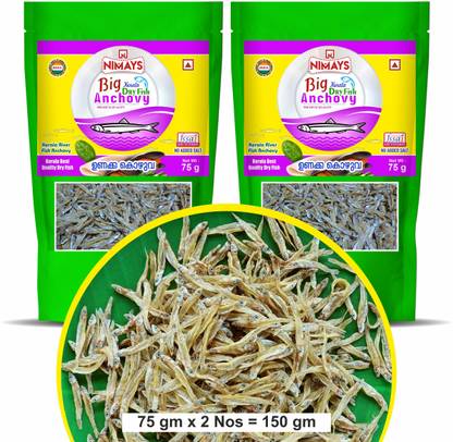 NIMAYS BIG ANCHOVY ( 150 GM ) BIG DRY FISH - Unakka Kozhuva ( Big ) ( 75 GM X 2 NOS ) Clean