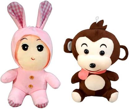 Luiz Happy Baby Laughing Musical and Doll- Multi Color (Pack of 1) Brown Monkey Stuffed Plush Soft Toy ( 30cm)  - 30 cm