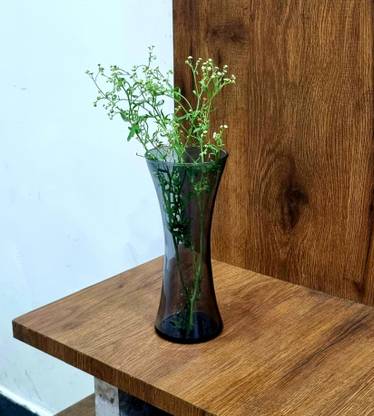 YUVIKA CRAFTS Beautiful , black glass vase for home decor , office decor , table decor, black transparency glass vase, 8 inch Glass Vase