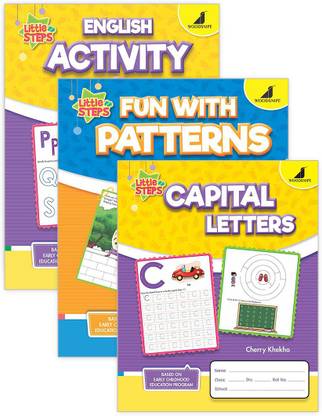 English Kids Activity + Capital Letters + Pattern Writing Book Age 2 to 4 Year | Woodsnipe Alphabet Writing, Tracing, Coloring, Puzzles, Join the Dots and more | Combo of 3 English Writing Practice Book  - English Activity Book