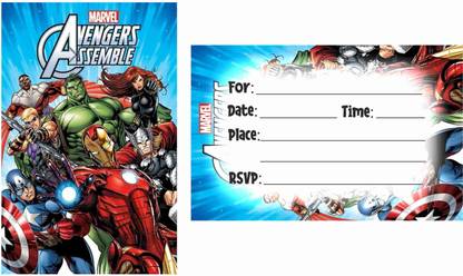 Balloonistics Avengers Theme Invitations Cards with Envelopes for Birthday Party Kids Birthday Party Invitations for Boys and Girls Pack of 10 Invitation Card