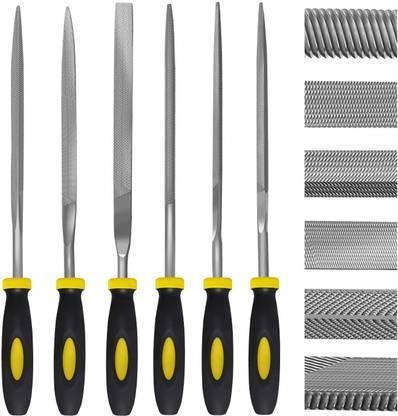 uptodateprouducts Needle File Set, 6 Pieces Hand Metal Files, Hardened Alloy Strength Steel Set Firmer Chisel Set