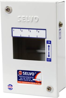 Selvo 4 Pole Metal MCB Box Single door Distribution Board