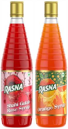 Rasna Rose and Orange Syrup Flavors- 750 ml Each Bottle Rose And Orange