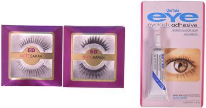 UniTale Professional 2 Pair Premium Quality Reusable False Eyelash Extension Natural Hand Made False Eyelash Rich and Rare Style Eye Lashes Thick Dark Eyelashes With Strong Waterproof Eyelash Glue